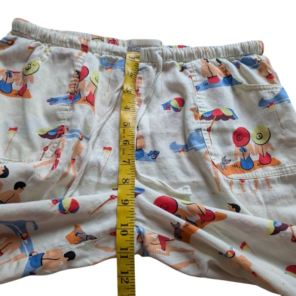 Peter Alexander Beachscapes 100% Pajama Bottom 3/4 Cream Red Blue Women's Medium - Picture 13 of 14